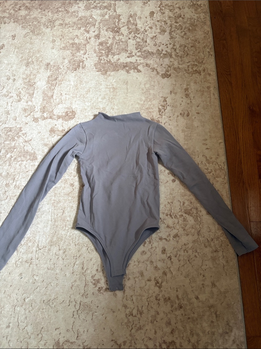 Zara Long Sleeve Mock Neck Bodysuit in Light Gray